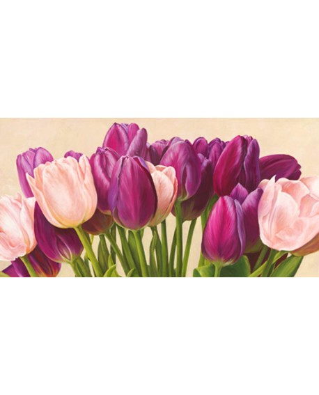 luca villa cuadro flores tulipanes violeta panoramico Home