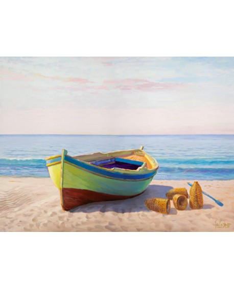 ADRIANO GALASSO PAISAJE MARINA BARCA EN PLAYA MEDITERRANEO Home