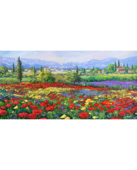 TEBO MARZARI CUADRO PAISAJE IMPRESIONISTA CAMPO DE FLORES Home