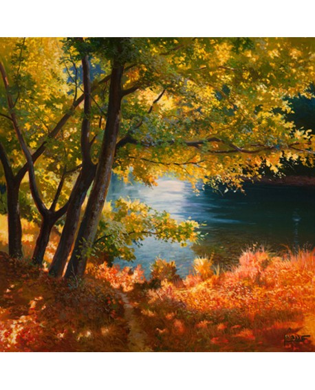 ADRIANO GALASSO PAISAJE MURAL ARBOLES DE OTOÑO EN EL RIO Home