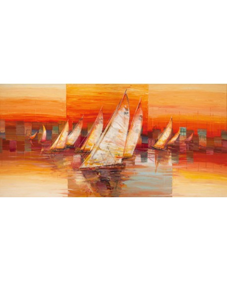 LUIGI FLORIO CUADRO BARCOS ABSTRACTO VELAS AL AMANECER Home
