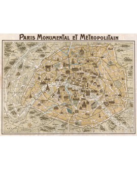 CUADRO MAPA DE PARIS MONUMENTAL MURAL GRANDE CLASICO Home