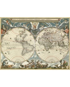 CUADRO MAPA MUNDI DECORATIVO MURAL GRANDE CLASICO Home