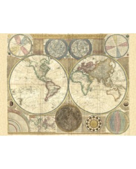 CUADRO MAPA MUNDI DOBLE HEMISFERIO MURAL GRANDE CLASICO Home