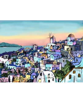 Alcalá Cuadro de Isla de Santorini Grecia Paisaje Atardeder Home