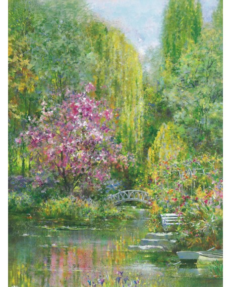 Andrea Fontana - Jardin de primavera VERTICAL Monet Impresionista Home