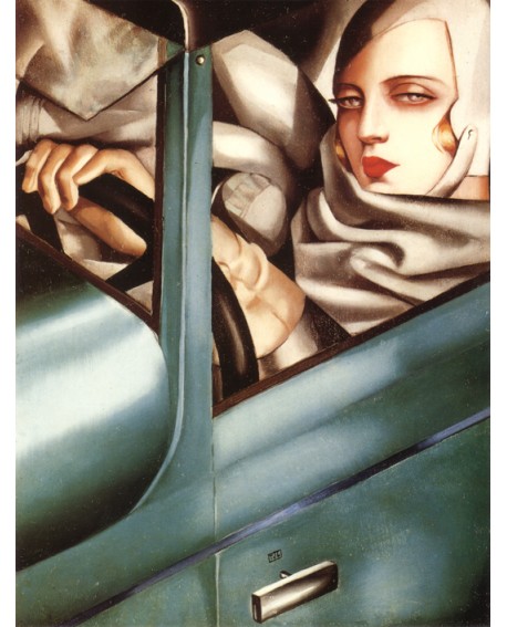 Tamara Lempicka Autorretrato en Buggatti Azul Art Deco - Reproducción Home