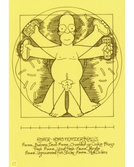 Homer Simpson - Vitruvio homo neanderthalus - Comic Pop Art Leonardo Vinci Home
