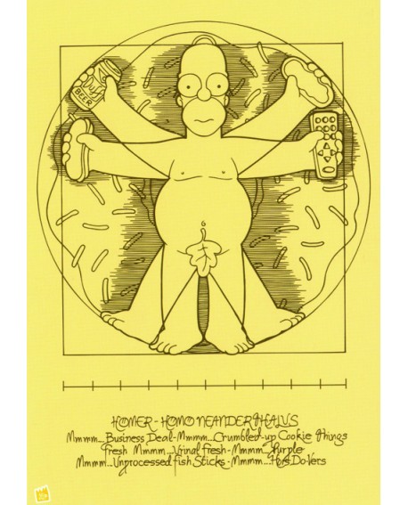 Homer Simpson - Vitruvio homo neanderthalus - Comic Pop Art Leonardo Vinci Home