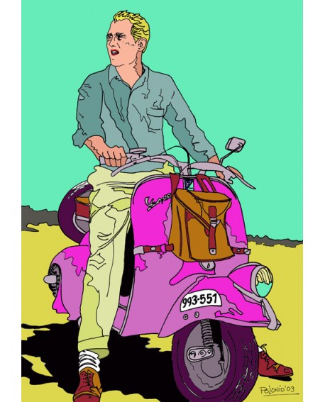 Tony Polonio Vespa con Paul Newman - Cuadro Pop Art Español Home