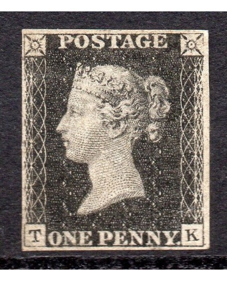 Black Penny negro, Reina Victoria, Gran Bretaña 1840, Certificado OFICIAL CMF Home