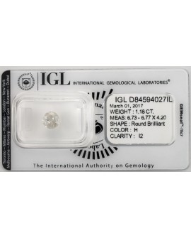 Diamante de 1,18 Quilates. Autentico y garantizado con certificado IGL