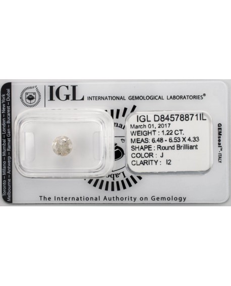 Diamante de 1,22 Quilates. Autentico y garantizado con certificado IGL Home