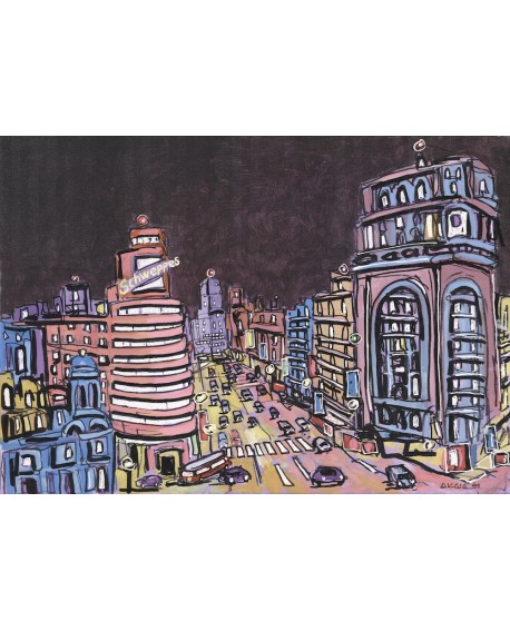 Jose Alcala Gran Via Palacio de La Prensa Madrid Pintura Giclee Reproduccion Home