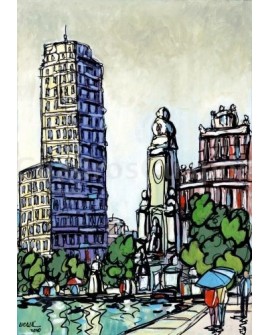 Jose Alcala Plaza de España de Madrid Pintura Giclee Reproduccion Home