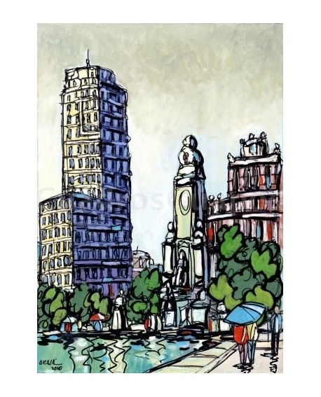 Jose Alcala Plaza de España de Madrid Pintura Giclee Reproduccion Home