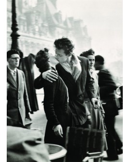 Beso de Paris de Bouregau en vertical en cuadro fotografico vintage