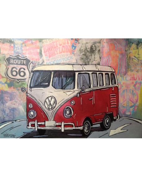 Pintor Jose Alcala Volkwagen Furgoneta Hippie Ruta 66 Reproduccion Home