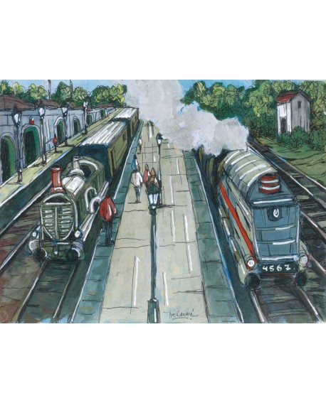 Jose Alcala ESTACION TRENES FRANCIA Pintura Giclee Home