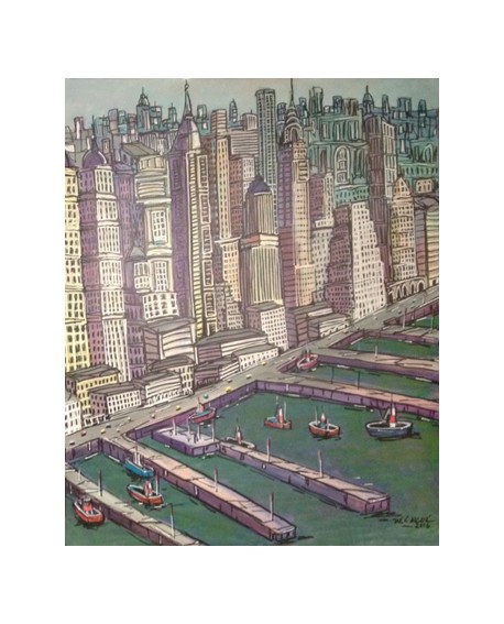 Pintor Jose Alcala New York Manhattan 2 pintura Diptico Home