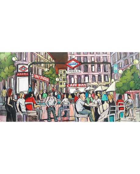 Alcalá: Barrio de Chueca de Madrid - Cuadro de estilo cómic Cuadros Horizontales