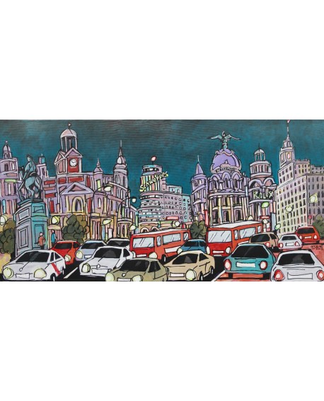 Jose Alcala Panoramico de circulacion en la M30 Cuadro Mural de Madrid Cuadros Horizontales