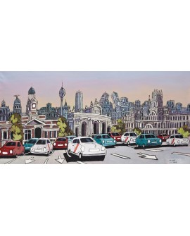 Jose Alcala Circulacion en Puerta de Alcala cuadro panoramico Cuadros Horizontales