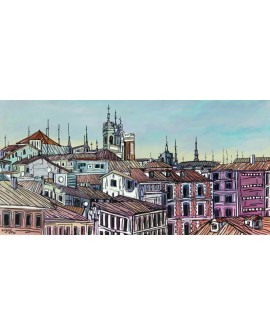 Jose Alcala - Tejados de Madrid Centro Castizo Aereo en Cuadro Cuadros Horizontales