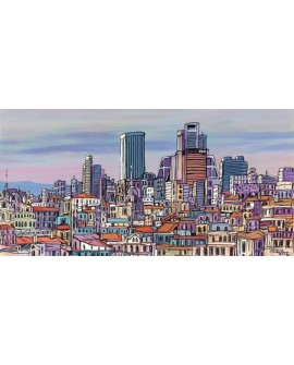 Jose Alcala - Tejados de Madrid con Rascacielos Castellana Cuadros Horizontales