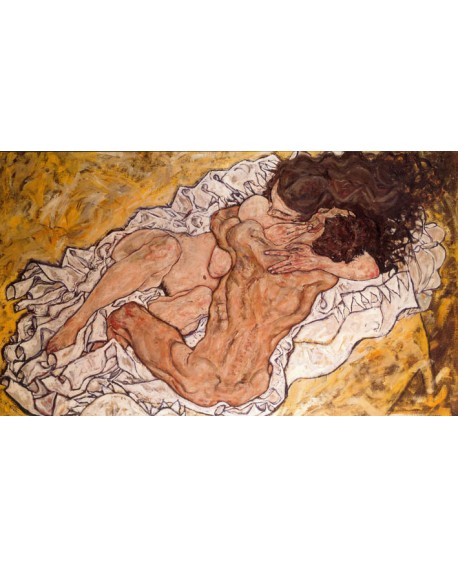 abrazo egon Schiele cuadro impresionista en mural reproduccion Cuadros Horizontales