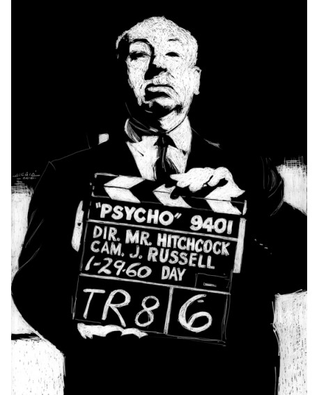 Jose Alcala PSYCO Alfred HITCHCOCK Cuadro retrato de cine en mural Home