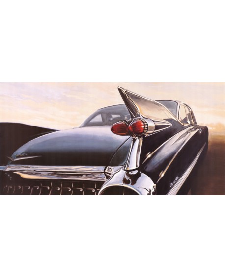 Cadillac Azul Cuadro Hiperrealista de coche americano Vintage Cuadros Horizontales