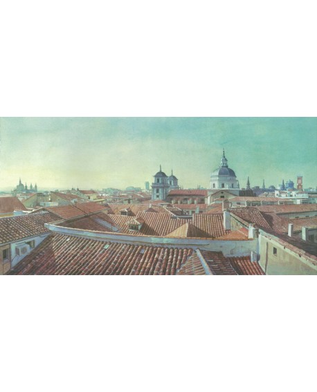 Tejados de Madrid desde Malasaña en Cuadro Pintura Hiperrealista Cuadros Horizontales