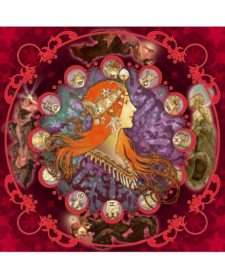 Tony Polonio Mandala Tributo a Alphose Mucha La Plume y El Zodiaco Home