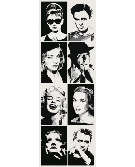 Estrellas de Hollywood Recopilatorio Pop Art Friso vertical en tinta Home