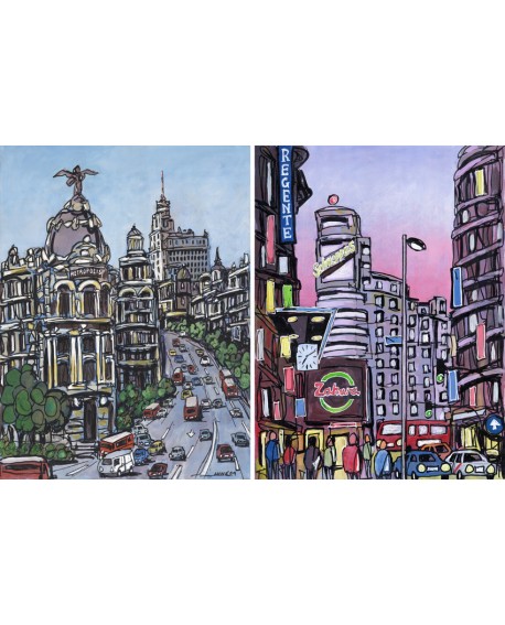 Jose Alcala Conjunto Cuadros Pareja Diptico Comic Gran Via Madrid Home