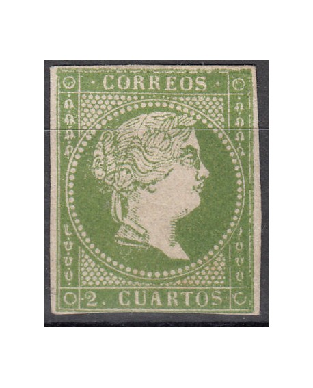España 1856 Isabel II 2 cu verde sin filigrana Certificado Comex Edifil Nº 47 Home