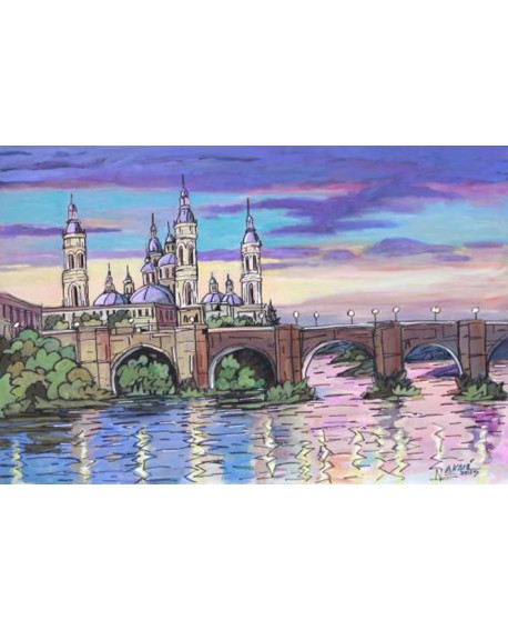 JOSE ALCALA BASILICA DEL PILAR ZARAGOZA CUADRO NAIF MODERNO MURAL Home