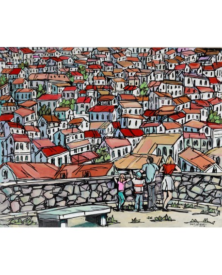 Alcala Pueblo Blanco Español Mijas pintura giclee española naif Home