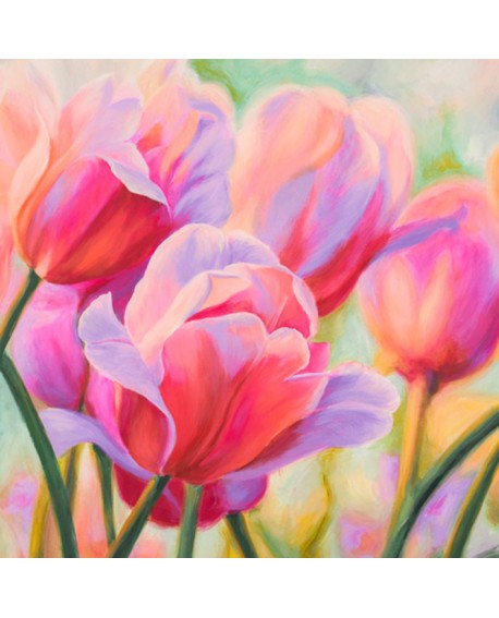CYNTHIA ANN cuadro de flores tulipanes cuadrado 1 en pintura giclee Home