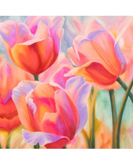 CYNTHIA ANN cuadro de flores tulipanes cuadrado 2 en pintura giclee Home
