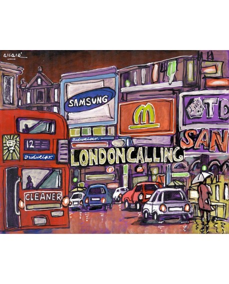 Alcala : Autobus en Londres. Cuadro Comic. Piccadilly. London Calling. Home