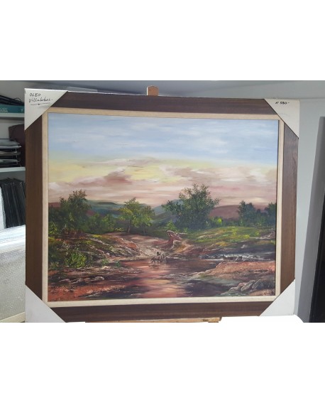 Villalobos paisaje goyesco en Oleo original enmarcado Pintado a mano Home