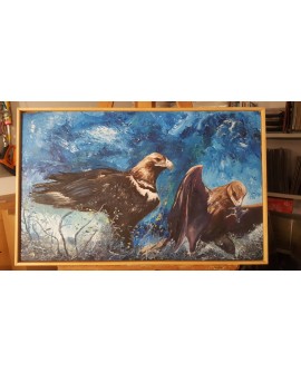 Villalobos 72x45 cm Aguilas imperiales en Oleo original Pintado a mano Home