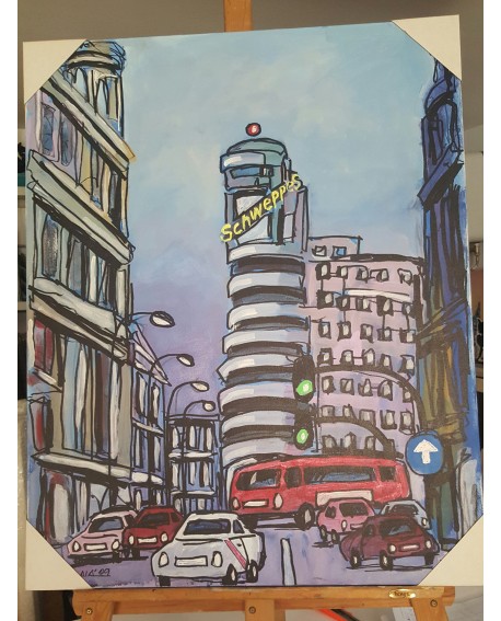 J. Alcala 80x65 Madrid gran via capital schweppes pintura original Home