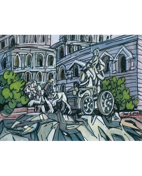 Alcala: Estatua de Cibeles de dia. Real Madrid. Cuadro Arte Comic. Home