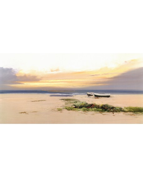 Paisaje de playa Mediterraneo marina atardecer minimalista Cuadros Horizontales