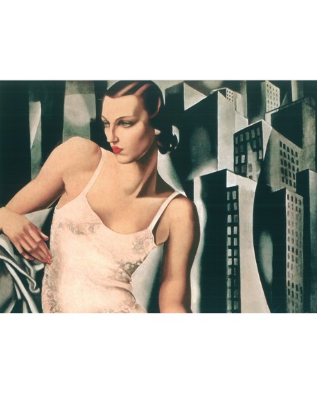 TAMARA LEMPICKA mujer en New York en mural horizontal PINTURA GICLEE Home
