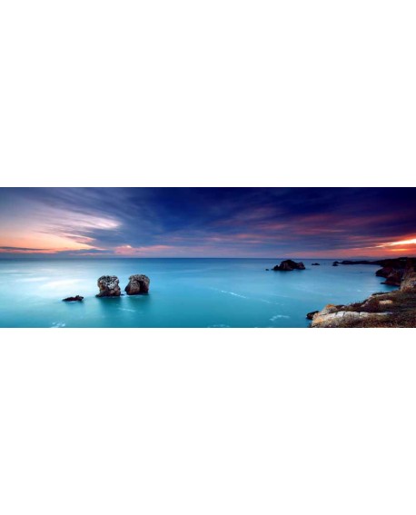 panoramico paisaje del mar azul amanecer horizonte en mural gigante Cuadros Horizontales