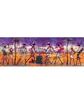 Danza africana Cuadro mural Etnico Tribal Guerreros panoramico Cuadros Horizontales